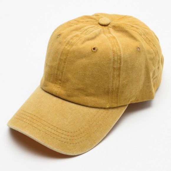 Wall to Wall Accessories - CLASSIC PLAIN VINTAGE WASHED BASEBALL CAP in Washed Mustard